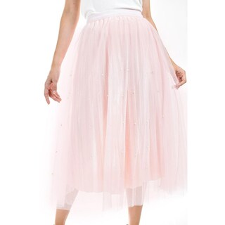 Foto 4 | Foto 4 | Falda Midi de Tul con Perlas Roman Fashion Juvenil Rosa