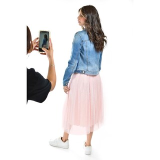 Foto 6 | Foto 6 | Falda Midi de Tul con Perlas Roman Fashion Juvenil Rosa