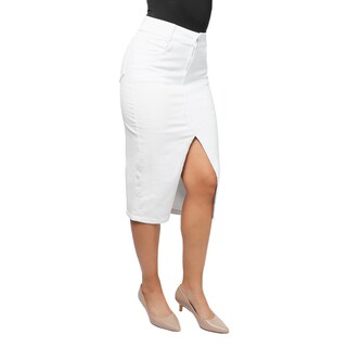 Foto 4 | Foto 4 | Falda Larga Pineda Jeans de Mezclilla Stretch con Abertura en Medio Blanco para Dama