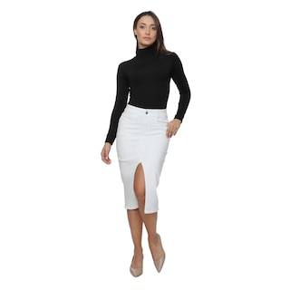 Foto 1 | Foto 1 | Falda Larga Pineda Jeans de Mezclilla Stretch con Abertura en Medio Blanco para Dama