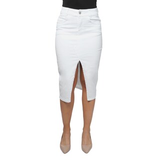 Foto 3 | Foto 3 | Falda Larga Pineda Jeans de Mezclilla Stretch con Abertura en Medio Blanco para Dama