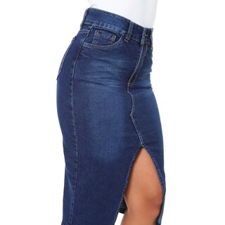 Foto 6 | Foto 6 | Falda Larga Recta Abierta De Adelante Split Skirt Mezclilla Stretch Para Dama Pineda Jeans Color Stone