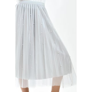 Foto 4 | Foto 4 | Falda Midi De Tul Con Perlas Roman Fashion /juvenil 098 (gris) Gris