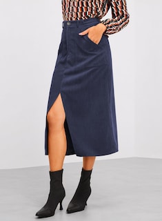 Foto 2 | Foto 2 | Vestido Midi Happy Sailed Corduroy De Cintura Alta Azul Para Mujer - Venta Internacional.