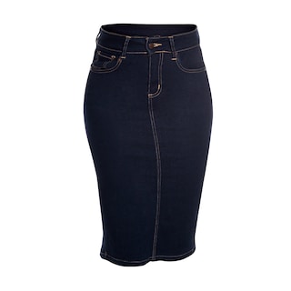 Foto 2 | Foto 2 | Falda Larga Tubo de Mezclilla Stretch Pineda Jeans Azul Oscuro para Dama