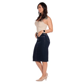 Foto 3 | Foto 3 | Falda Larga Tubo de Mezclilla Stretch Pineda Jeans Azul Oscuro para Dama