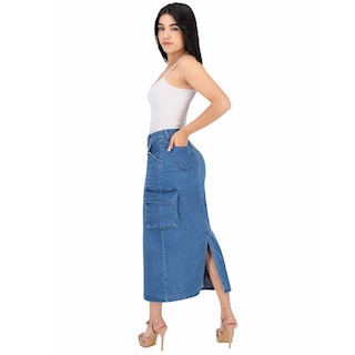 Foto 4 | Foto 4 | Falda Cargo Larga Britos Jeans Mezclilla 025513 para Mujer