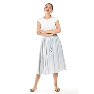 Foto 1 | Foto 1 | Falda Midi Con Cintura Smock Roman Fashion /juvenil, 20217 (azul Claro) Azul