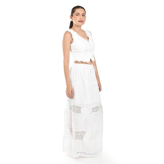Foto 3 | Foto 3 | Falda Larga Con Detalles De Encanje Roman Fashion /juvenil, 238 (blanco) Blanco