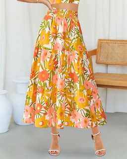 Foto 2 | Foto 2 | Falda Btfbm Midi Con Estampado Floral Maxi Para Mujer Verano 2025 - Venta Internacional.