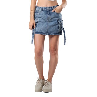 Foto 1 | Foto 1 | Falda Cargo Mujer Mezclilla Tiro Medio Bolsas Traseras Azul