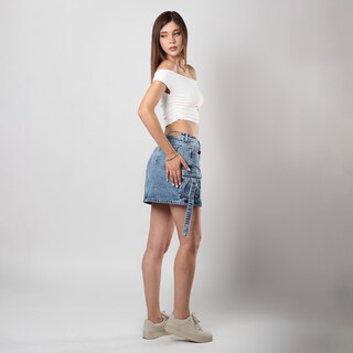 Foto 2 | Foto 2 | Falda Cargo Mujer Mezclilla Tiro Medio Bolsas Traseras Azul