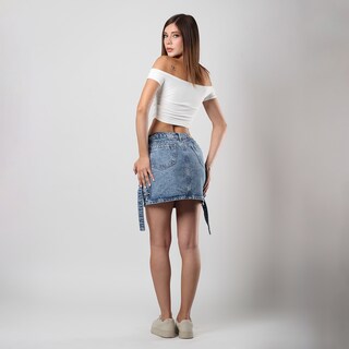 Foto 4 | Foto 4 | Falda Cargo Mujer Mezclilla Tiro Medio Bolsas Traseras Azul