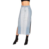 Falda Dama bicolor con union en delantero con aberturas