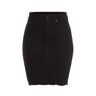 Foto 1 | Foto 1 | Falda De Mezclilla Stretch Para Mujer A La Rodilla 3/4 Detalles De Desgastado Pineda Jeans Negro