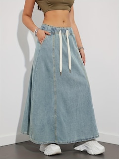 Foto 2 | Foto 2 | Falda Vaquera Chouyatou Para Mujer, Casual, Bolsa De Papel, Cintura Elástica - Venta Internacional.