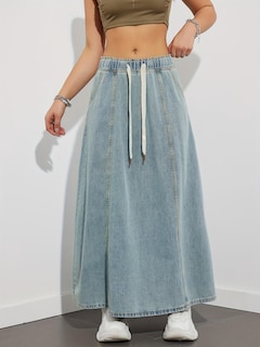 Foto 4 | Foto 4 | Falda Vaquera Chouyatou Para Mujer, Casual, Bolsa De Papel, Cintura Elástica - Venta Internacional.