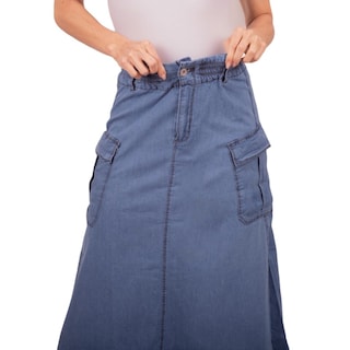 Foto 3 | Foto 3 | Maxi Falda De Mezclilla Para Mujer Con  Bolsas Estilo Cargo Cintura Alta Con Elástico Pineda Jeans Azul Bleanch
