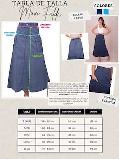 Foto 6 | Foto 6 | Maxi Falda De Mezclilla Para Mujer Con Bolsas Estilo Cargo Cintura Alta Con Elástico Pineda Jeans Azul Bleanch