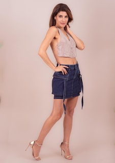 Foto 6 | Foto 6 | Mini Falda De Mezclilla Para Mujer Con Bolsas Tipo Cargo Cintura Alta Pineda Jeans Azul Stone