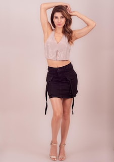 Foto 5 | Foto 5 | Mini Falda De Mezclilla Para Mujer Con Bolsas Tipo Cargo Cintura Alta Pineda Jeans Negro