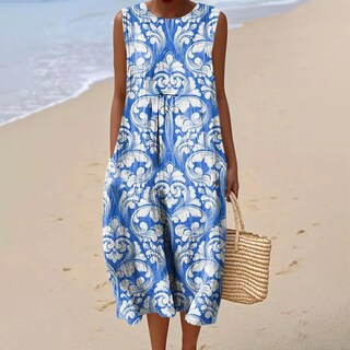 Foto 2 | Foto 2 | Vestido Largo Akivide Para Mujer Estampado Floral Bohemio De Verano Con Bolsillos - Venta Internacional.