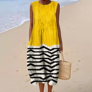 Foto 2 | Foto 2 | Vestido Largo Akivide Para Mujer Estampado Floral Bohemio De Verano Con Bolsillos - Venta Internacional.