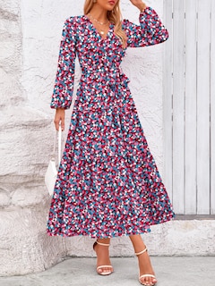 Foto 4 | Foto 4 | Vestido Largo Prettygarden Para Mujer, Estampado Floral De Chifón, Color Morado, Talla Xl - Venta Internacional.