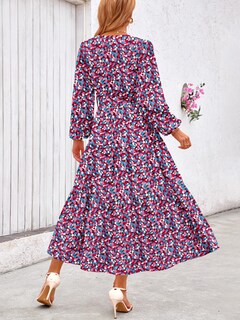 Foto 5 | Foto 5 | Vestido Largo Prettygarden Para Mujer, Estampado Floral De Chifón, Color Morado, Talla Xl - Venta Internacional.