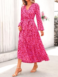 Foto 3 | Foto 3 | Vestido Largo Prettygarden Para Mujer, Estampado Floral, Chifón, Color Rojo - Venta Internacional.