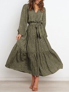Foto 2 | Foto 2 | Vestido Largo Prettygarden Para Mujer, Estampado Floral, Gasa, Tamaño Mediano - Venta Internacional.