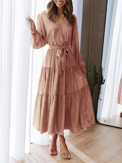 Foto 4 | Foto 4 | Vestido Largo Prettygarden 2024 Con Volantes Florales Escalonados Para Mujer - Venta Internacional.