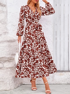 Foto 4 | Foto 4 | Vestido Largo Prettygarden Floral De Manga Larga Con Cuello En V Para Mujer - Venta Internacional.
