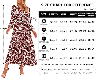 Foto 6 | Foto 6 | Vestido Largo Prettygarden Floral De Manga Larga Con Cuello En V Para Mujer - Venta Internacional.
