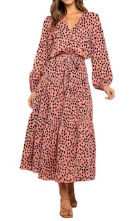 Foto 1 | Foto 1 | Vestido Largo Prettygarden Para Mujer De Manga Larga Con Estampado Floral Naranja - Venta Internacional.