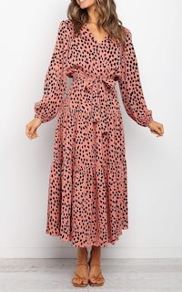 Foto 2 | Foto 2 | Vestido Largo Prettygarden Para Mujer De Manga Larga Con Estampado Floral Naranja - Venta Internacional.