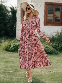 Foto 4 | Foto 4 | Vestido Largo Prettygarden Para Mujer De Manga Larga Con Estampado Floral Naranja - Venta Internacional.