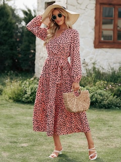 Foto 5 | Foto 5 | Vestido Largo Prettygarden Para Mujer De Manga Larga Con Estampado Floral Naranja - Venta Internacional.