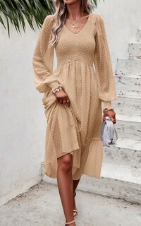 Foto 4 | Foto 4 | Vestido Prettygarden Para Mujer Con Cuello En V Fruncido Y Volantes De Lunares Suizos - Venta Internacional.