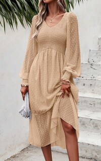 Foto 5 | Foto 5 | Vestido Prettygarden Para Mujer Con Cuello En V Fruncido Y Volantes De Lunares Suizos - Venta Internacional.