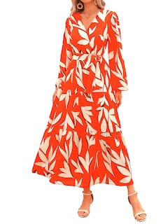 Foto 1 | Foto 1 | Vestido Largo Prettygarden Para Mujer Con Cuello En V De Chifón Floral De Otoño - Venta Internacional.