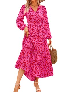 Foto 1 | Foto 1 | Vestido Largo Prettygarden Para Mujer Con Cuello En V De Chifón Floral De Otoño - Venta Internacional.