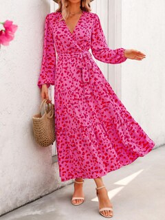 Foto 4 | Foto 4 | Vestido Largo Prettygarden Para Mujer Con Cuello En V De Chifón Floral De Otoño - Venta Internacional.