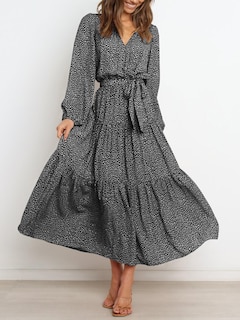 Foto 2 | Foto 2 | Vestido Largo Prettygarden 2024 De Chifón Negro Con Estampado Floral Para Mujer - Venta Internacional.