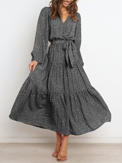 Foto 2 | Foto 2 | Vestido Largo Prettygarden 2024 De Chifón Negro Con Estampado Floral Para Mujer - Venta Internacional.