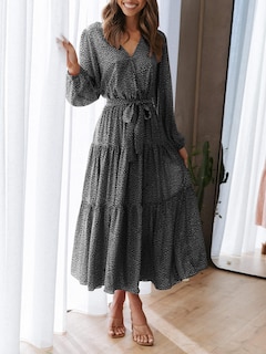 Foto 5 | Foto 5 | Vestido Largo Prettygarden 2024 De Chifón Negro Con Estampado Floral Para Mujer - Venta Internacional.