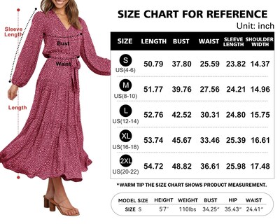 Foto 6 | Foto 6 | Vestido Largo Prettygarden Para Mujer 2024, Estampado Floral, Chifón Rojo - Venta Internacional.