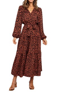 Foto 1 | Foto 1 | Vestido Largo Prettygarden Para Mujer, Estampado Floral, Cuello En V, Volantes - Venta Internacional.