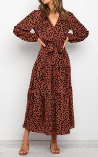 Foto 2 | Foto 2 | Vestido Largo Prettygarden Para Mujer, Estampado Floral, Cuello En V, Volantes - Venta Internacional.