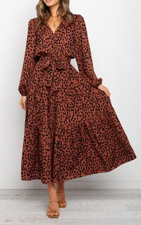 Foto 3 | Foto 3 | Vestido Largo Prettygarden Para Mujer, Estampado Floral, Cuello En V, Volantes - Venta Internacional.